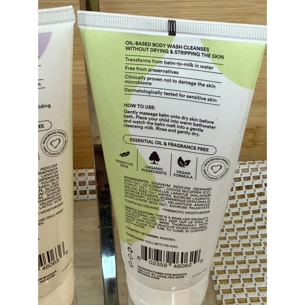 BioGaia Skincare Gentle Balm-to-Milk Body Wash & Soothing Face Body Lotion 180ml